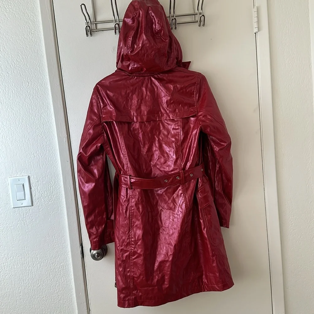 Burberry Red Removable Hood Trench Coat - Picture 2 of 6